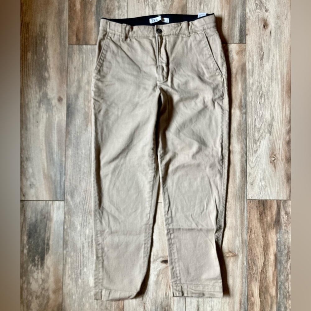 Zara Tan Chinos Classic Straight-Leg Cotton Pants (S) (30)